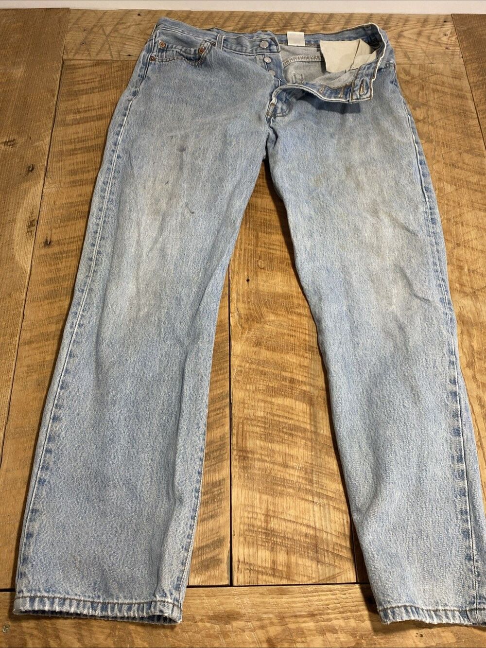 VINTAGE Levis 501 Jeans Mens 36X32 Blue Straight Light Wash Distressed 2000s Y2K